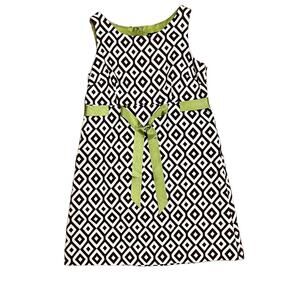 Jessica Howard Sleeveless Dress Women's Sz 16 A-Line Brown Cream Geometric Lined